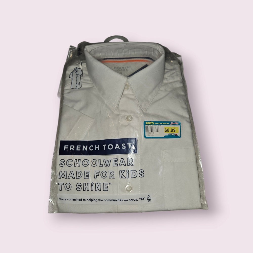Boys' French Toast Short Sleeve Uniform Shirt, Size 6, White New